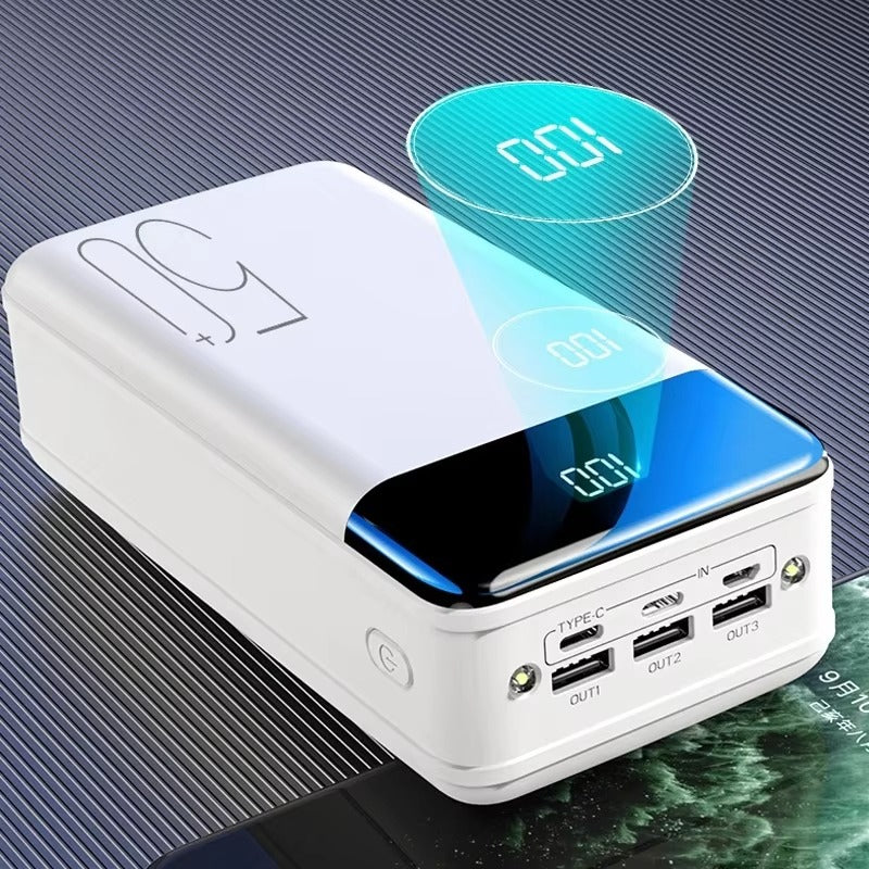 50.000mAh Ultra-Hoge Capaciteit Power Bank – Super Snelle Oplading voor Telefoons, Tablets & Laptops