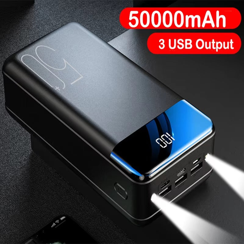 50.000mAh Ultra-Hoge Capaciteit Power Bank – Super Snelle Oplading voor Telefoons, Tablets & Laptops