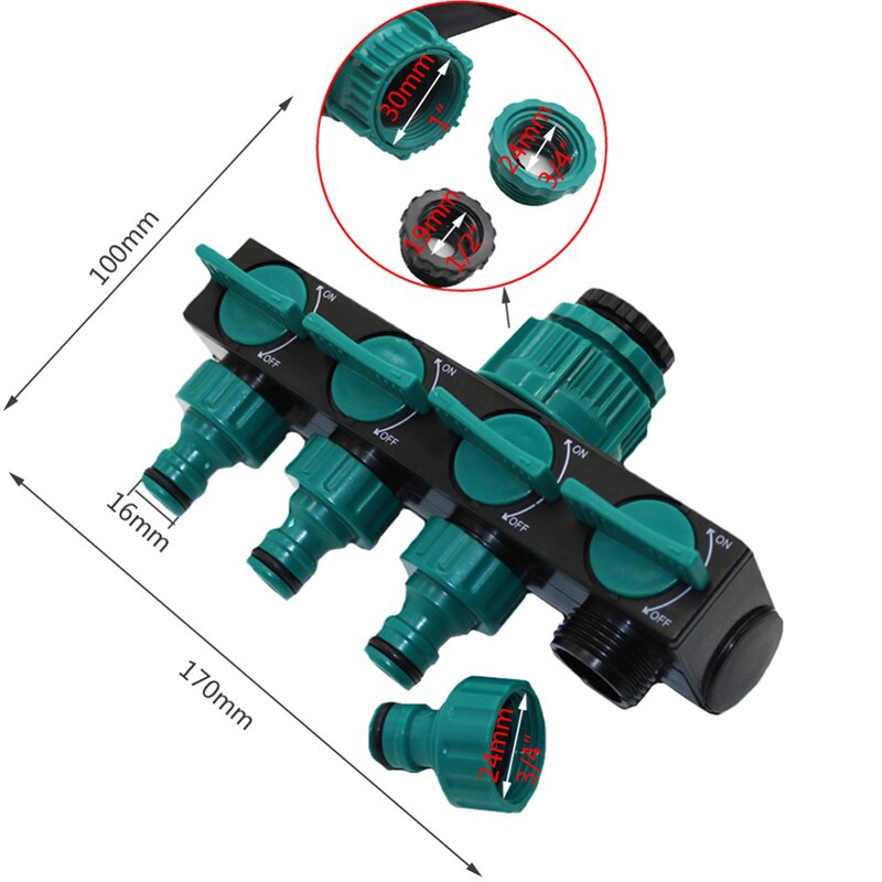AquaLux Slangadapter met 4 Uitgangen | Gebruik meerdere slangen met één kraan efficiënt