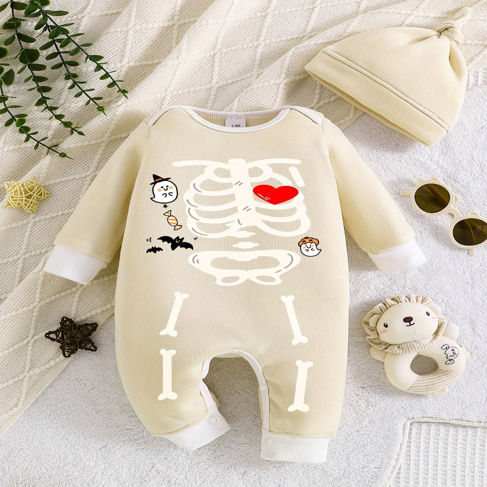 Halloween Peuter Skelet Kostuum Romper Outfit Hoed Set