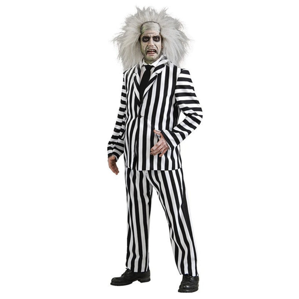 Halloween Kostuum Zwart Witte Gestreepte Pak