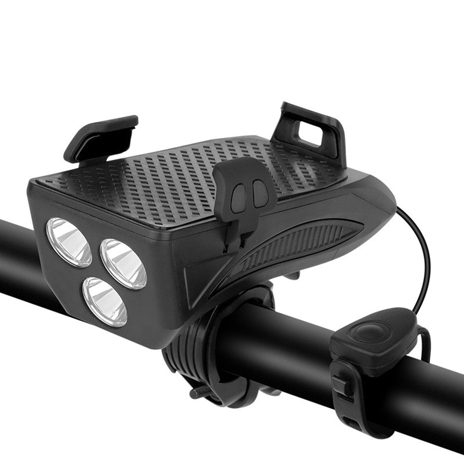 4-in-1 Oplaadbare Fietslampen met Powerbank, Telefoonhouder en Elektronische Hoorn – LED Veiligheidslamp voor Fietsen