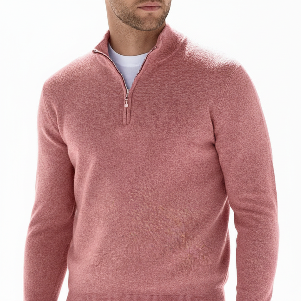 UrbanVorm Merinowol Pullover – V-hals herenpullover met subtiele rits en comfortabele pasvorm