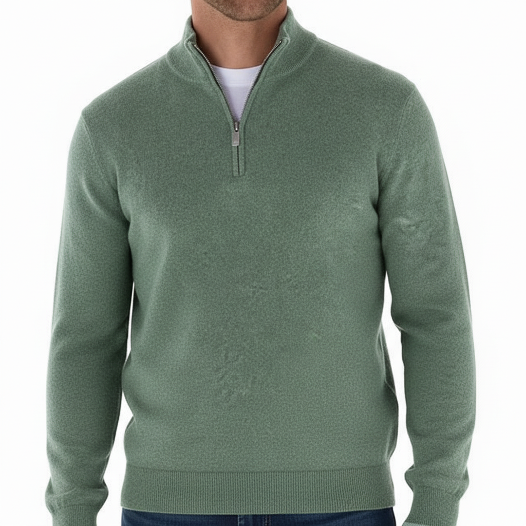UrbanVorm Merinowol Pullover – V-hals herenpullover met subtiele rits en comfortabele pasvorm