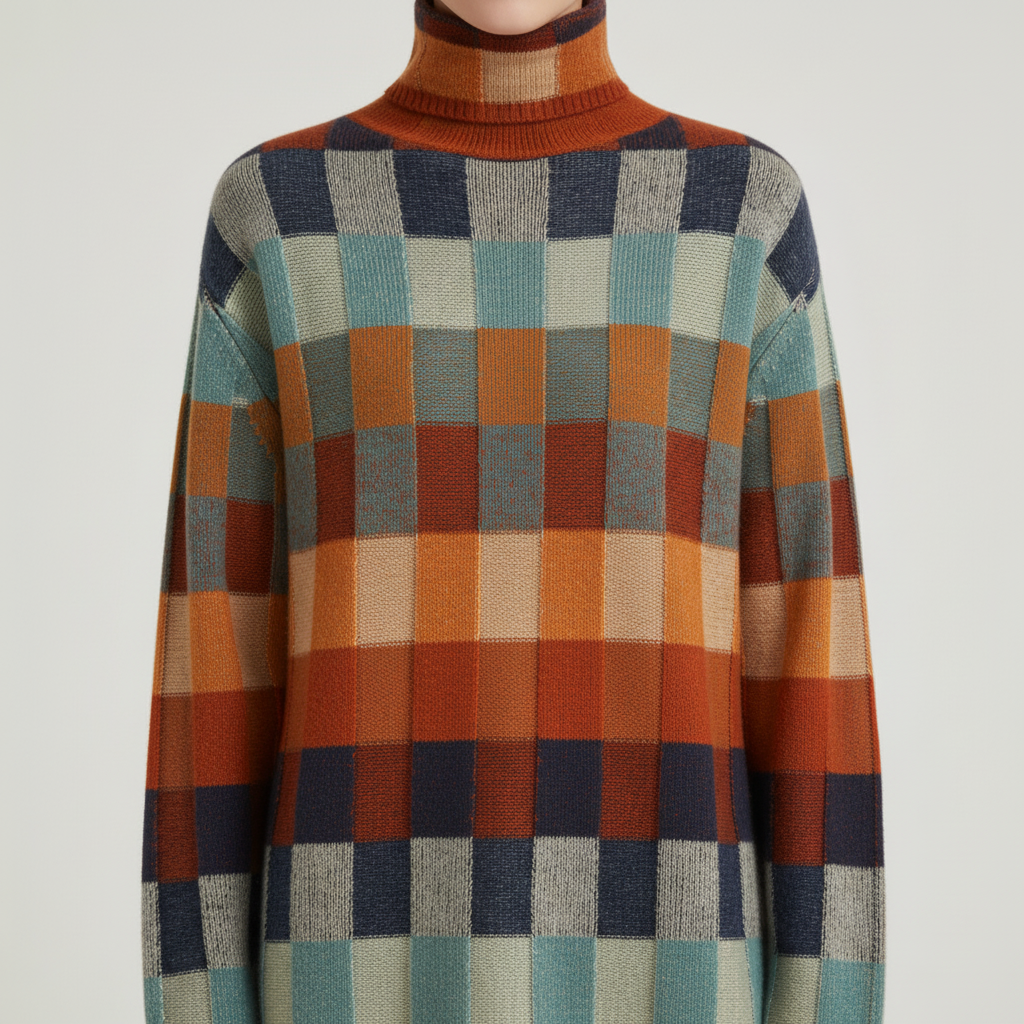 CashLoom Kasjmiertrui – Patchwork Damestrui met Col en Duurzaam Ontwerp