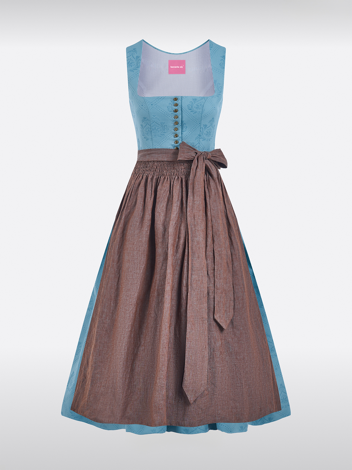 Blauwe Rechte Halslijn Allover Patroon Dirndl