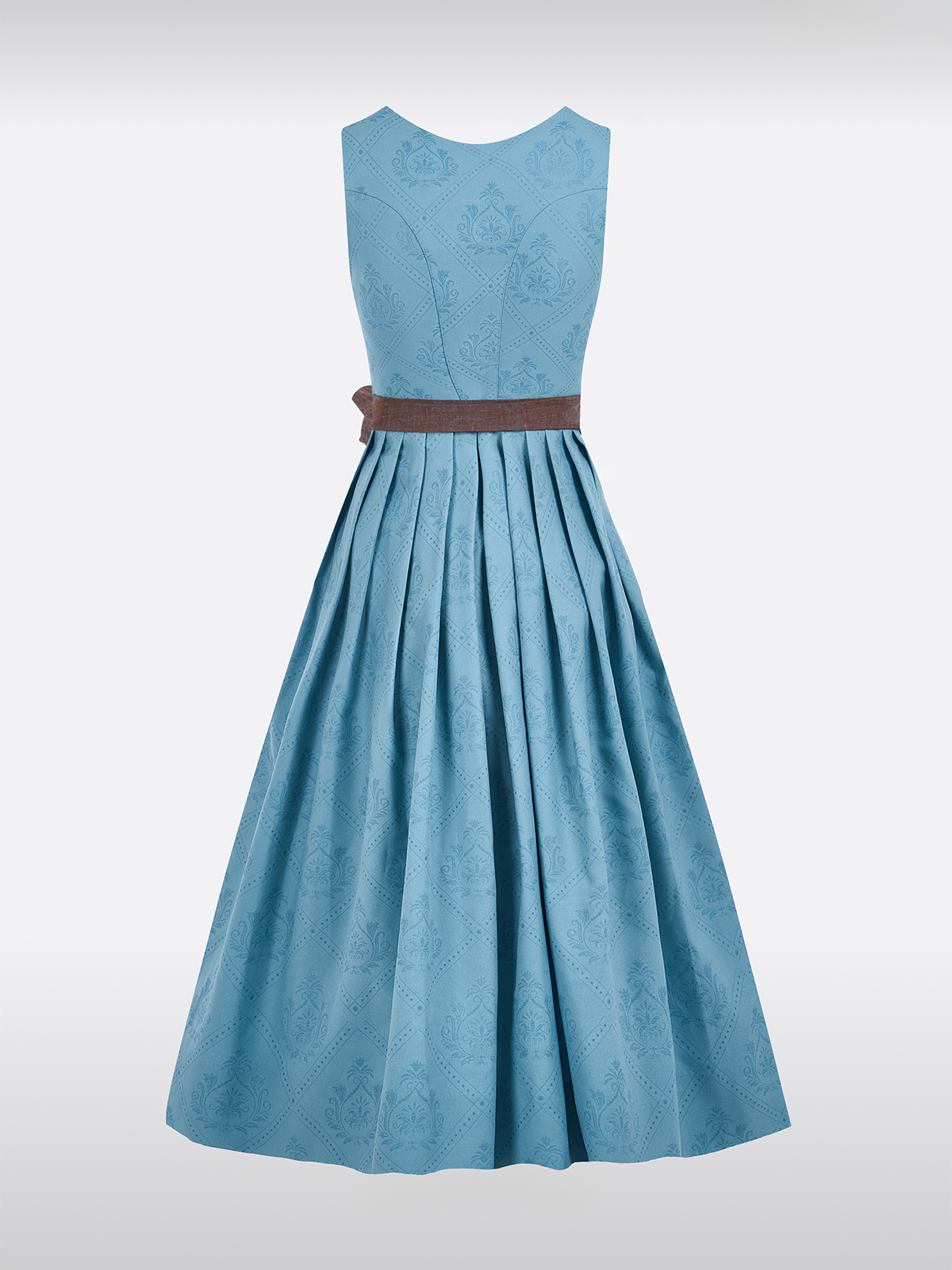 Blauwe Rechte Halslijn Allover Patroon Dirndl