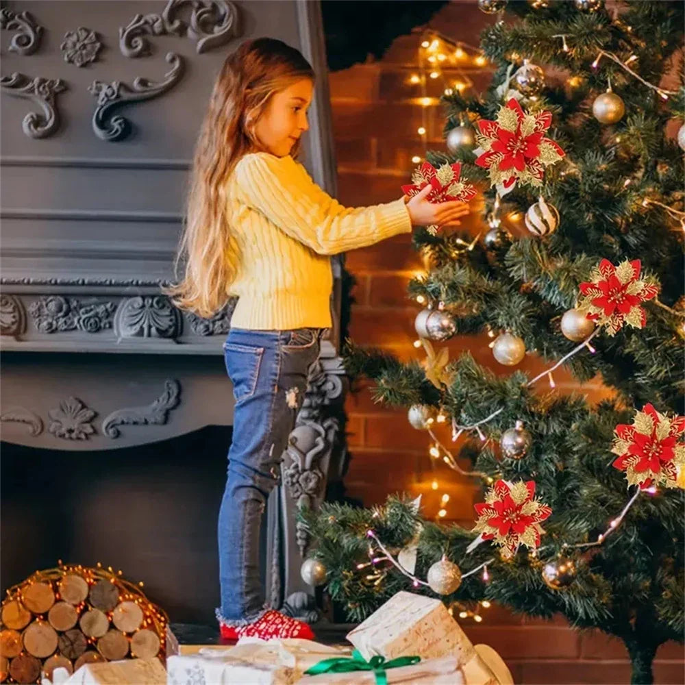 Floravine Kerstbloemen – Luxe Kunstbloemen in Rood, Roze en Goud voor Feestdecoratie