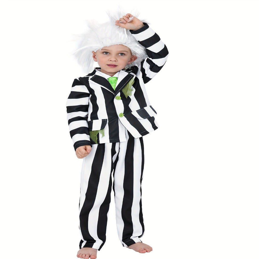 Kinderen Halloween Kostuum Zwart Witte Gestreepte Pak