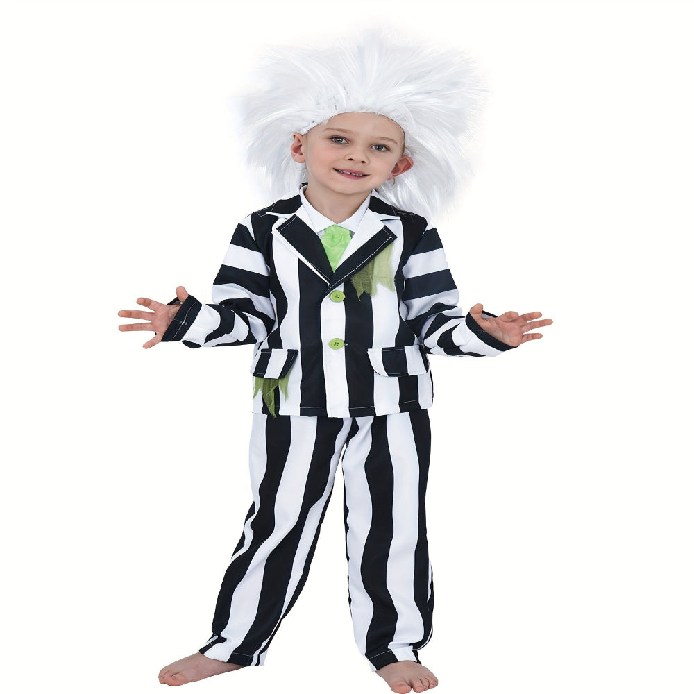 Kinderen Halloween Kostuum Zwart Witte Gestreepte Pak