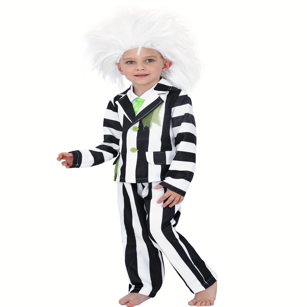 Kinderen Halloween Kostuum Zwart Witte Gestreepte Pak