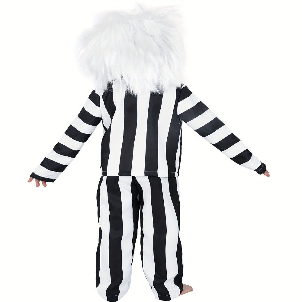 Kinderen Halloween Kostuum Zwart Witte Gestreepte Pak