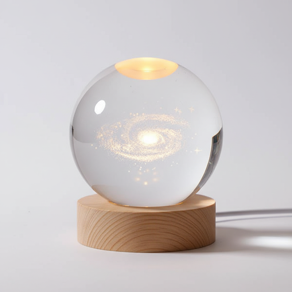 AstroGlobe 3D Lamp – Bolvormige Houten Tafel lamp met Warm-LED Licht en Planetenontwerp