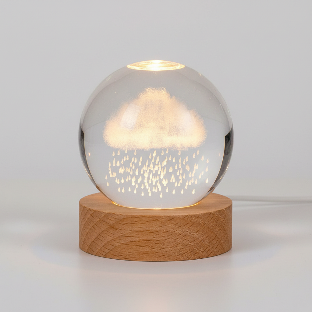 AstroGlobe 3D Lamp – Bolvormige Houten Tafel lamp met Warm-LED Licht en Planetenontwerp