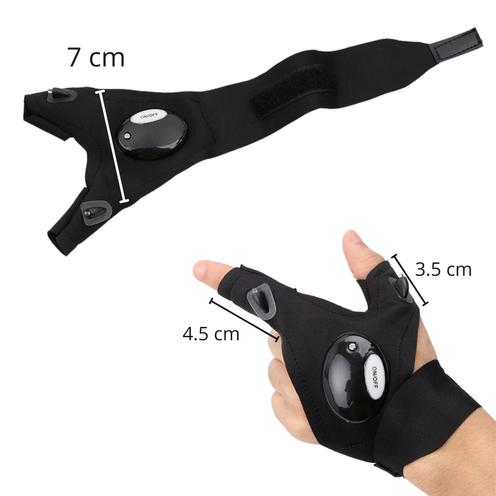 Set van LED-handschoenen met waterdichte lichten