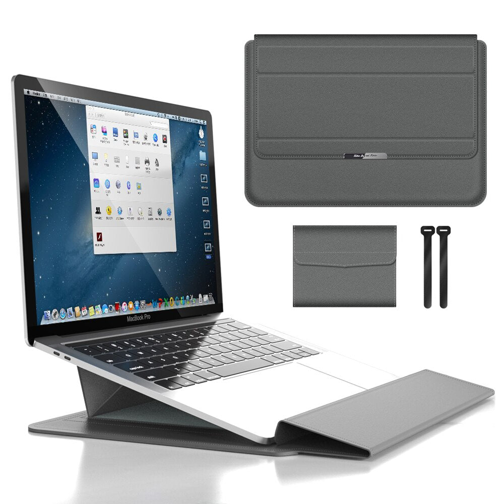 3-in-1 Waterdichte Laptop Sleeve met Schokbestendig Ontwerp en Accessoire Opslag - Elegante MacBook Hoes voor Reizen en Kantoor