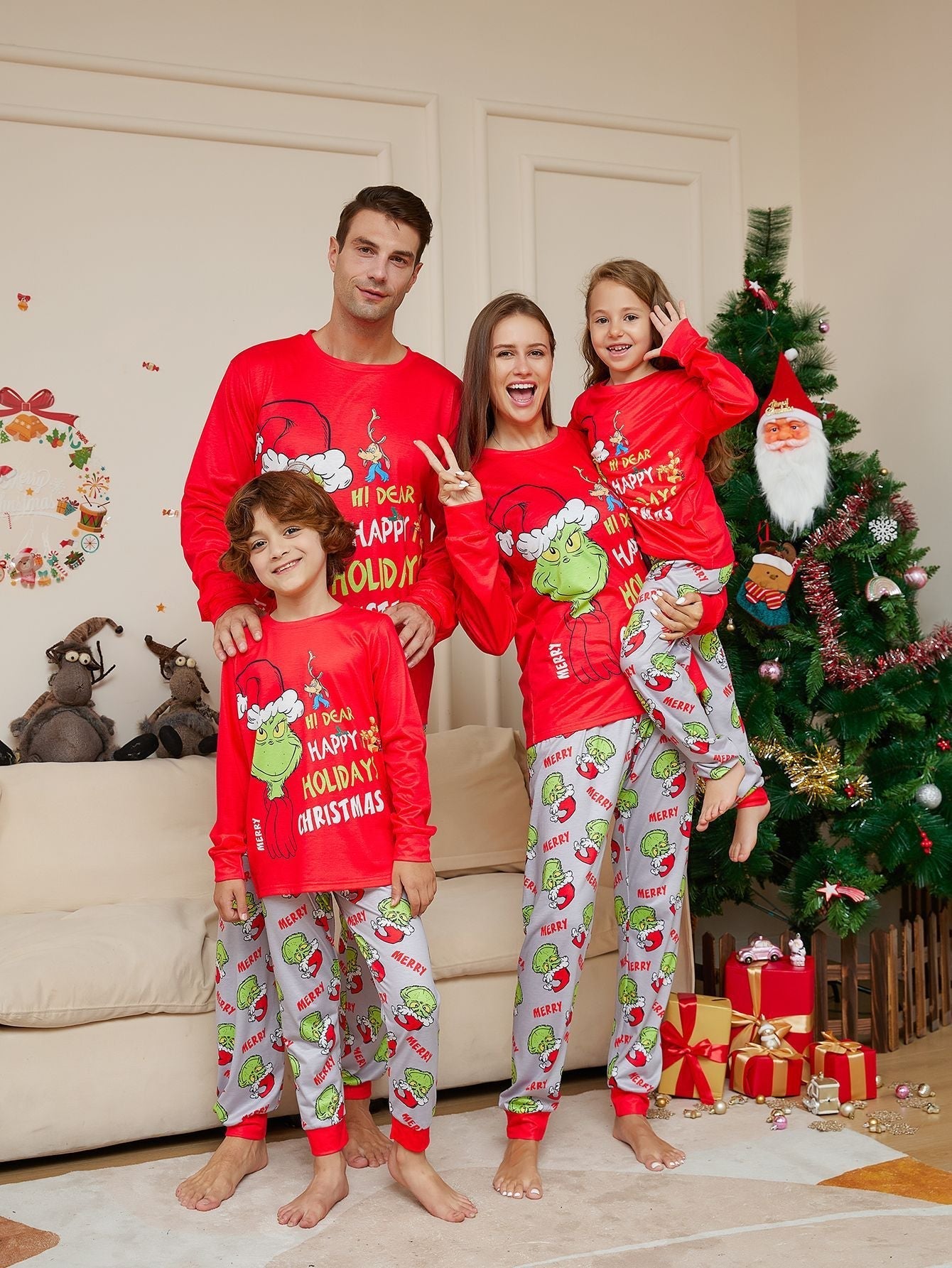 Classic Grinch Matching Family Christmas Pajamas | Volwassenen, Kinderen & Hond Pyjama's