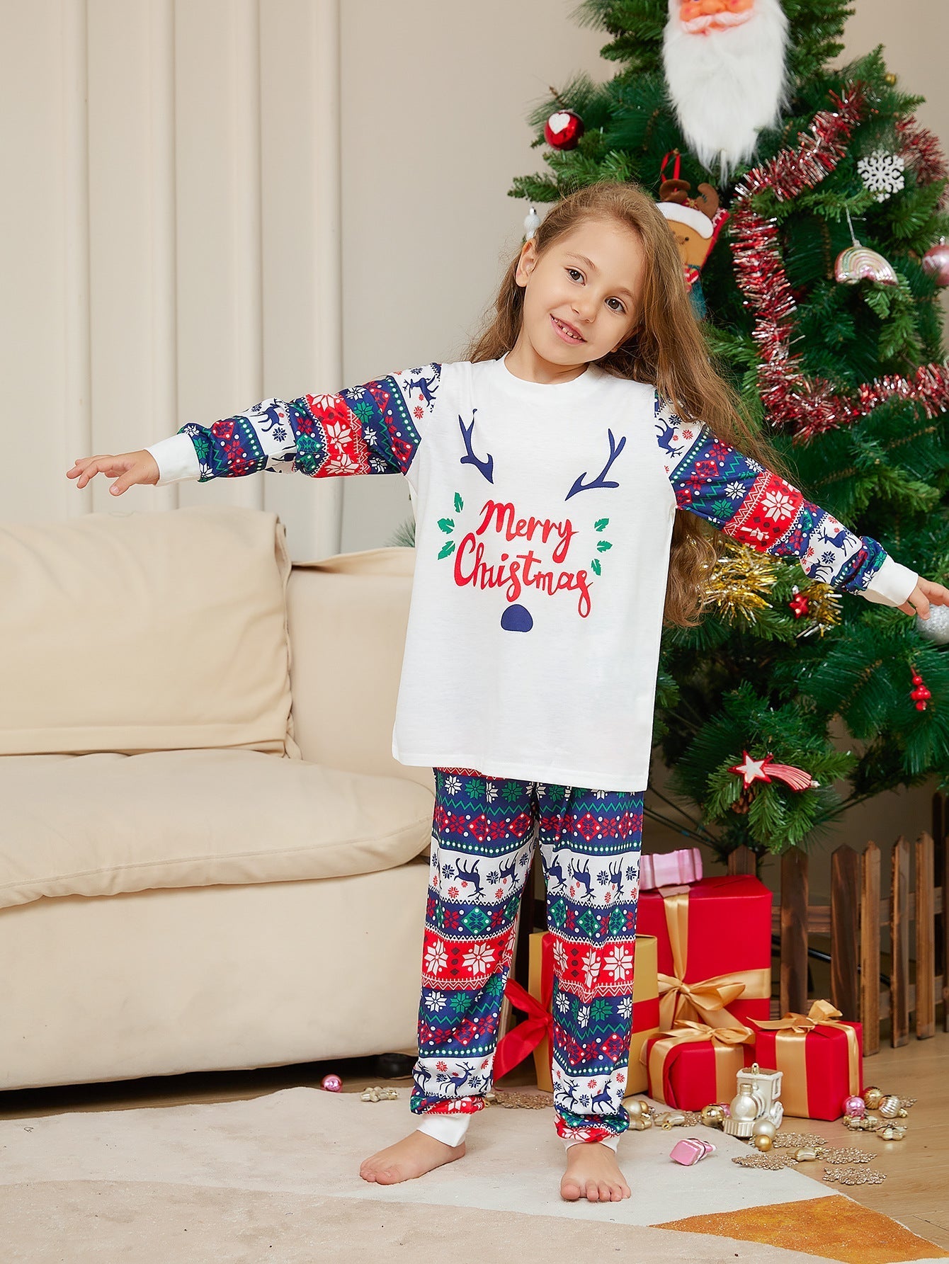 Kerst Geruite Herten Bijpassende Familie Kerst Pyjama's | Volwassenen, Kinderen & Hond Pyjama's