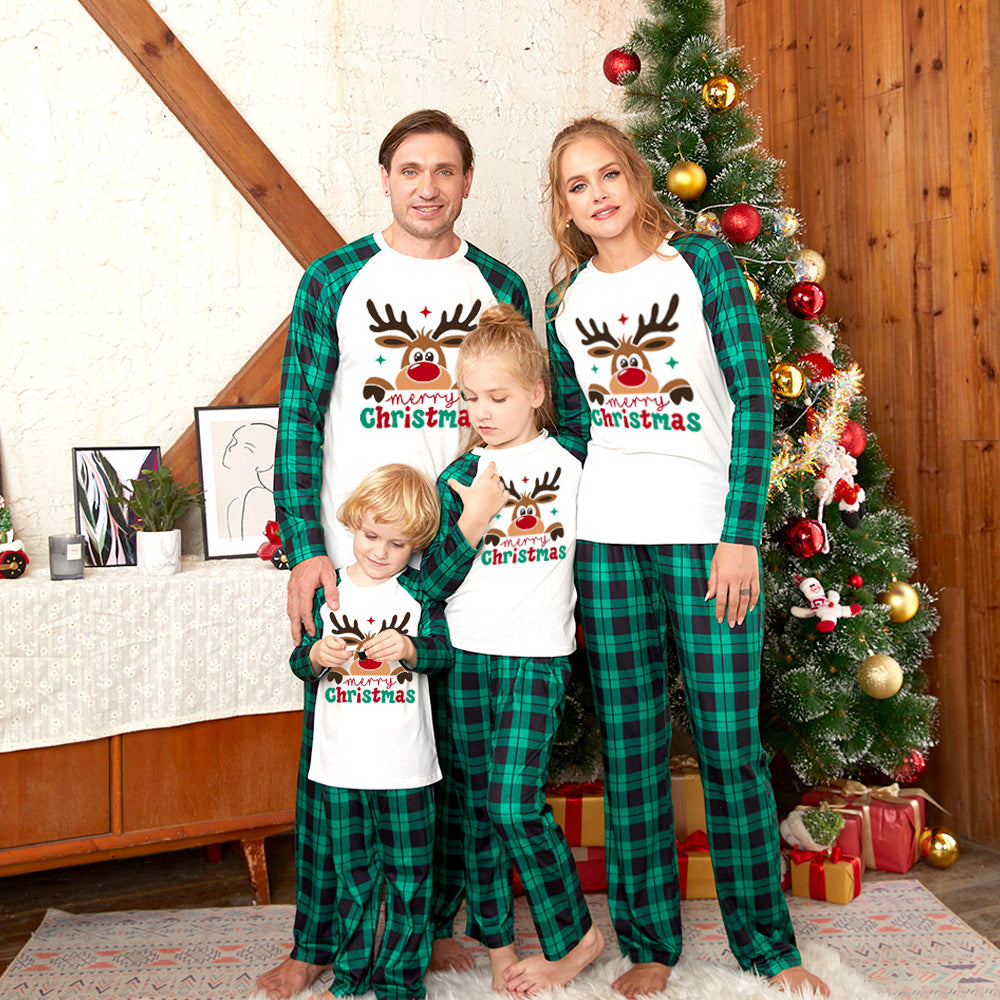 Groene Geruite Kerst Rendier Bijpassende Familie Kerst Pyjama's - Honden Pyjama Inclusief