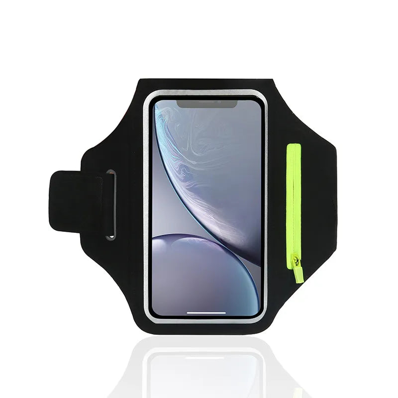 Verstelbare Hardloop Telefoonhouder met Oordopjes Compartment – Geschikt voor Armomvang van 26-42 cm, Compatibel met iPhone en Galaxy