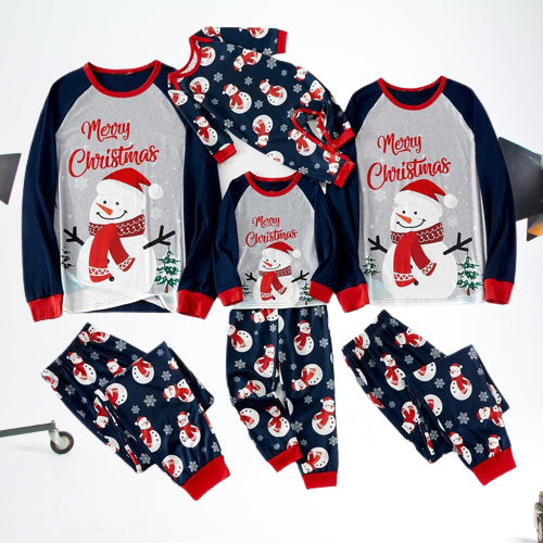 Schattige Sneeuwman Patroon Matchende Familie Kerst Pyjama Sets