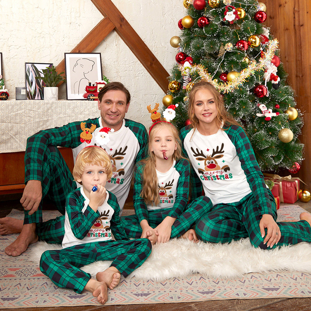 Groene Geruite Kerst Rendier Bijpassende Familie Kerst Pyjama's - Honden Pyjama Inclusief