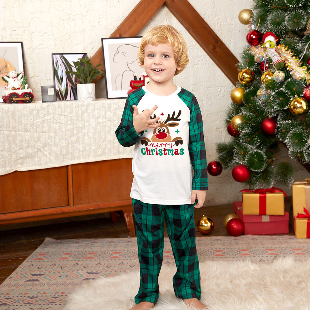 Groene Geruite Kerst Rendier Bijpassende Familie Kerst Pyjama's - Honden Pyjama Inclusief