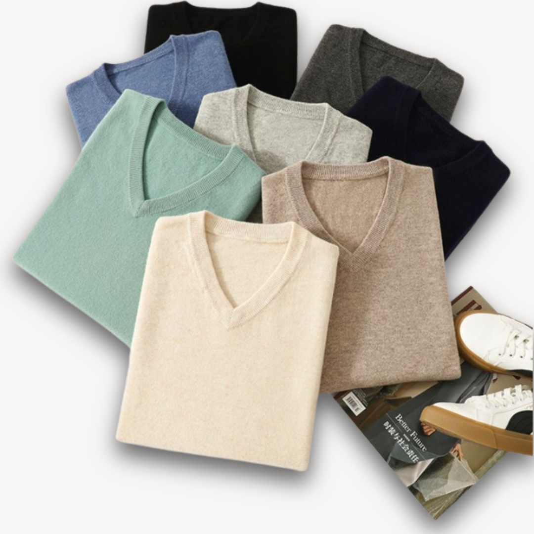 Heren Luxe Kasjmier V-hals Trui – Zacht, Elegant en Ademend