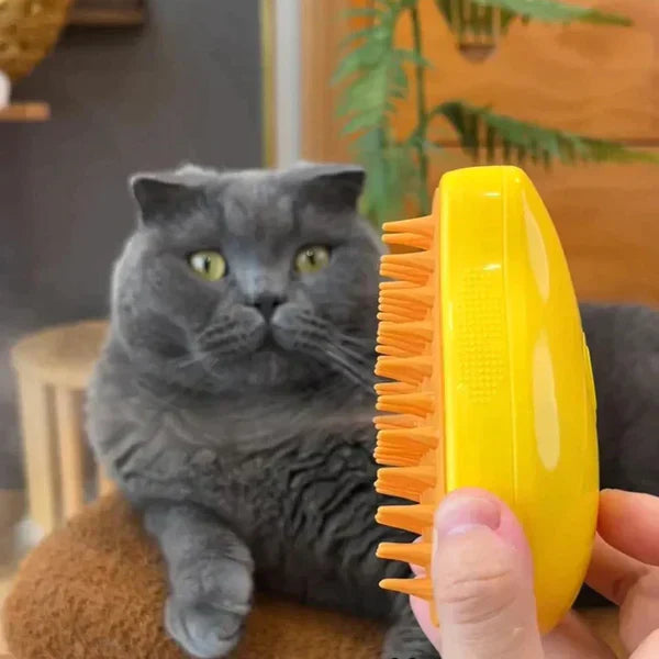 Luxe Kattenverzorgingsborstel met Stoomtechnologie voor Ontspannen Verzorging en Glanzende Vacht – Zachte Borstelharen, Makkelijk te Reinigen