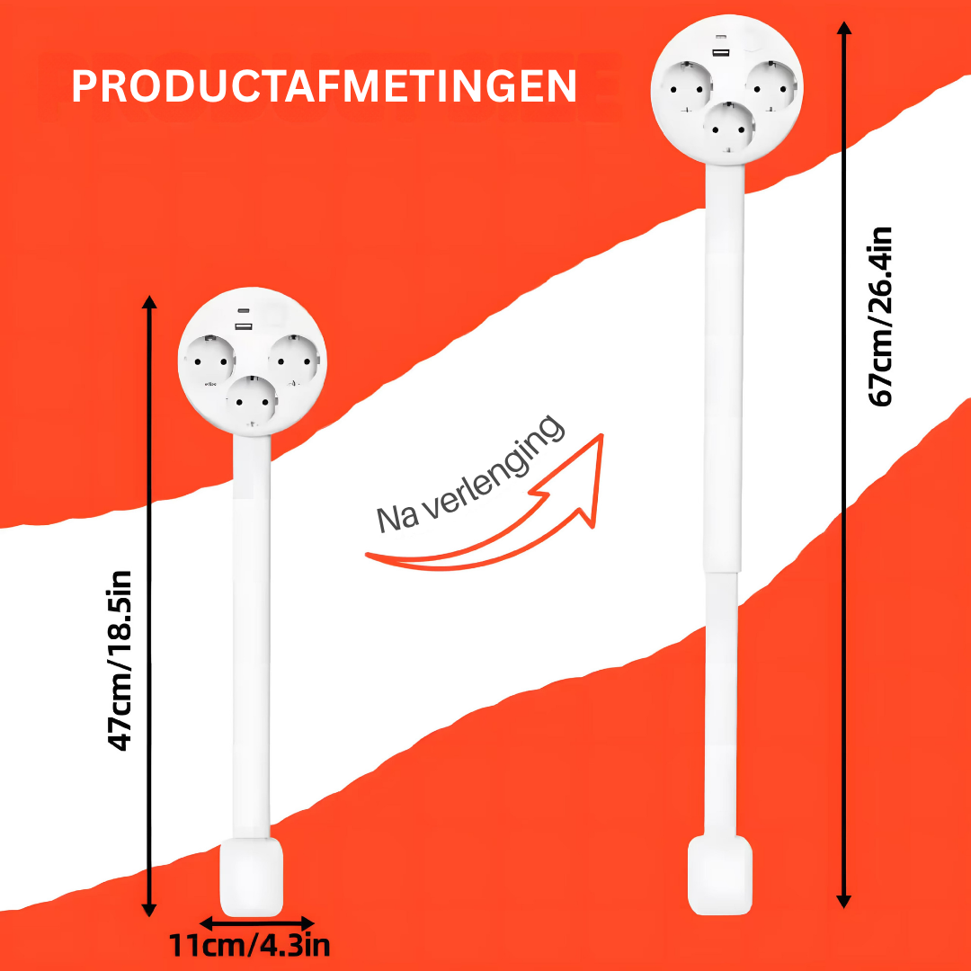 Uittrekbare Wandstekkerarm – Flexibele stroombron met USB en rotatie