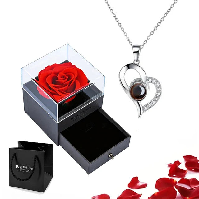 Roman ketting | Eeuwige roos en hart ketting | Luxe geschenkset