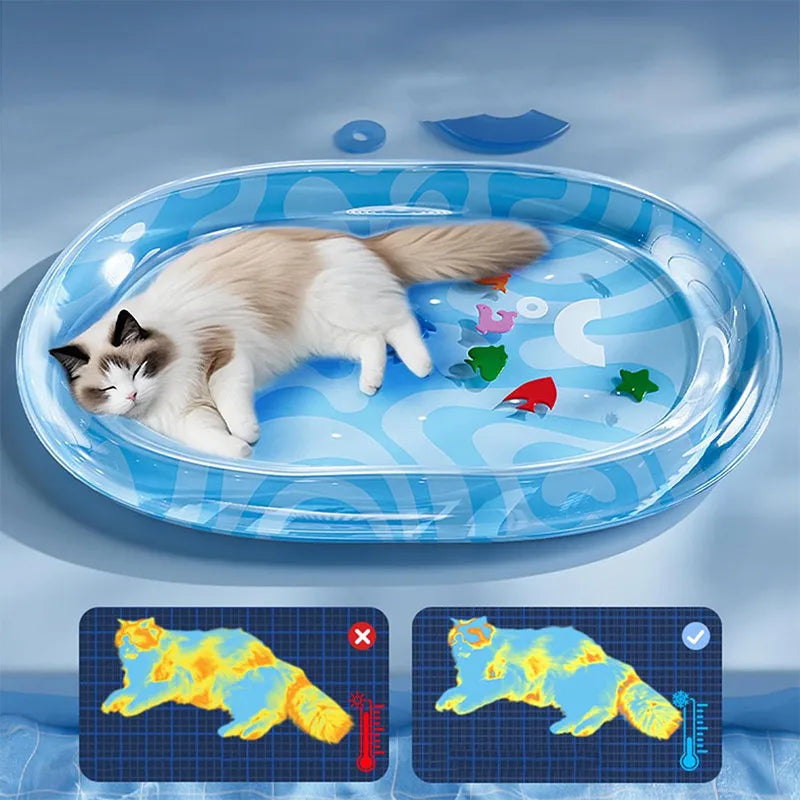 Kühlmatte FrostoPaws AquaPad | Opblaasbare Watermat voor Honden & Katten | Krabbestendig & met Luchtpomp | Verkrijgbaar in 3 Maten