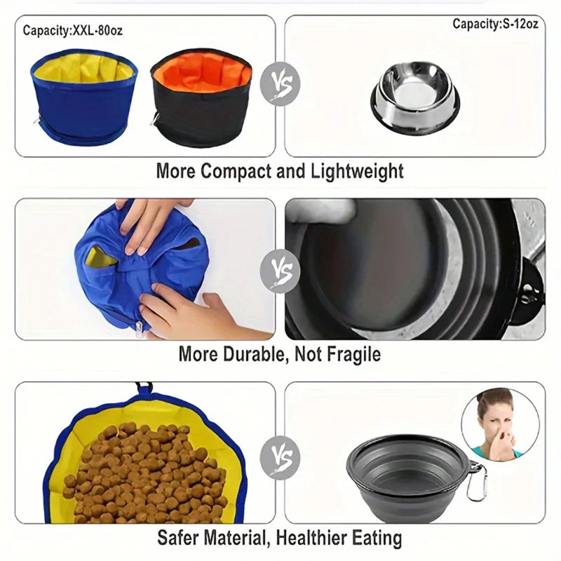 Opvouwbare Kom Nomadoo FoldBowl | Draagbare Voeder- & Waterbak voor Honden & Katten | Outdoor Reisbak van Oxford-stof | Ø 19 cm