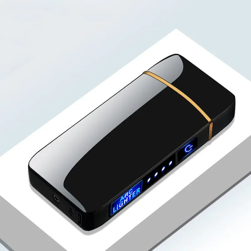 Oplaadbare USB Plasma Aansteker met Winddichte Dubbele Boogvlam – Stijlvol Metaalontwerp voor Binnen- en Buitengebruik