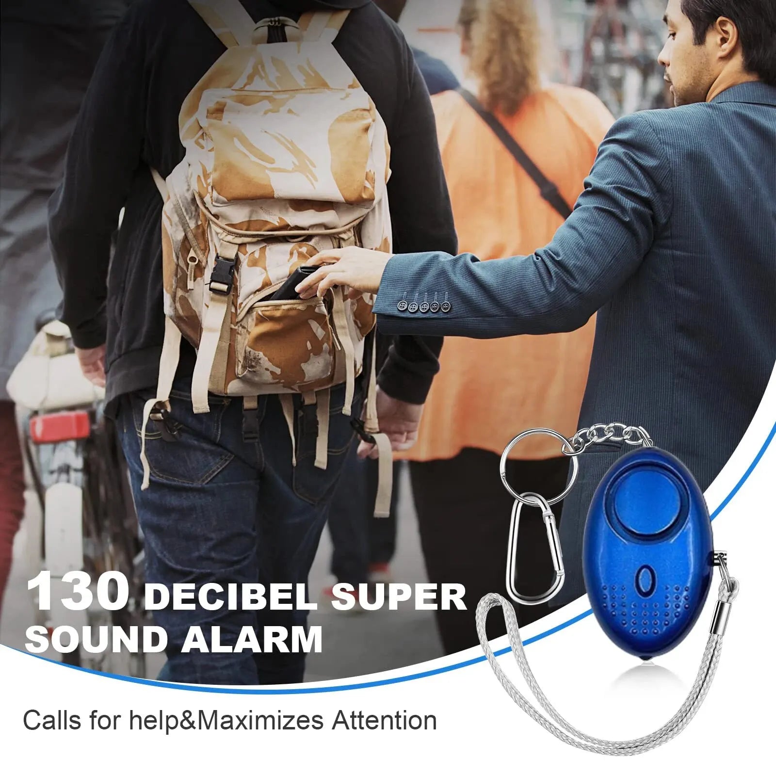 Persoonlijk veiligheidsalarm met LED-lamp (130 dB) – SafeSound