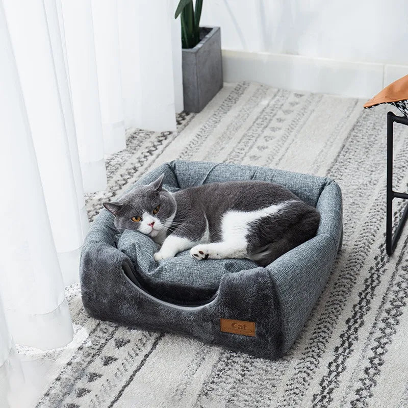 Triangelnest - Luxe Fluwelen Kattenhuis Binnen voor Ultiem Comfort