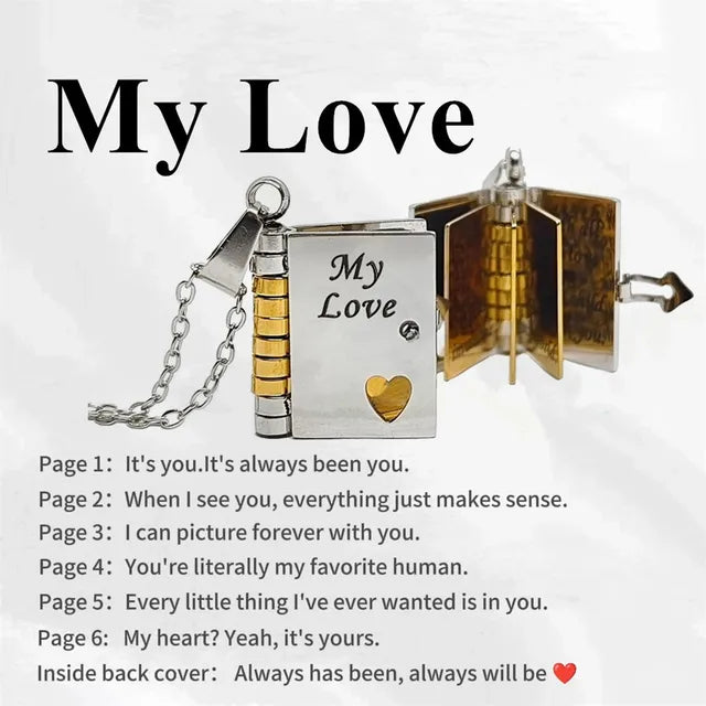 Herinnerings Boekhanger Ketting – Symbolisch Sieraad met Liefdevolle Boodschap