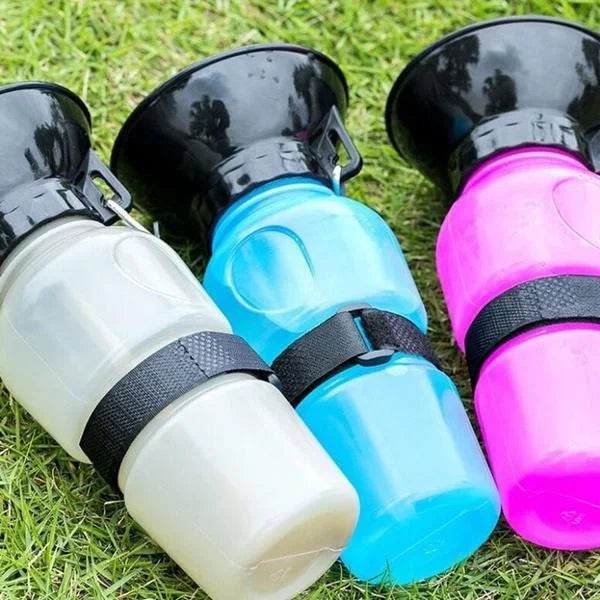 Honden Drinkfles HydroPaws | 2-in-1 met Kom | Lekvrij & Draagbaar | 500ml | Blauw, Roze, Grijs