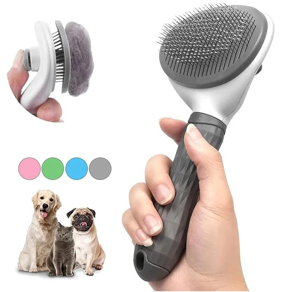 FELLINO Dierhaarborstel | Voor Honden & Katten | Zachte Vachtverzorging & Haarverwijdering – Met RVS Borstels & Massagefunctie