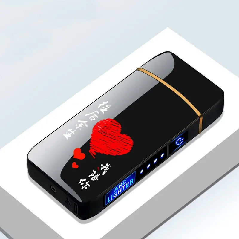 Oplaadbare USB Plasma Aansteker met Winddichte Dubbele Boogvlam – Stijlvol Metaalontwerp voor Binnen- en Buitengebruik