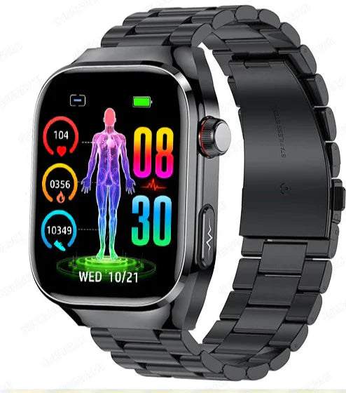 Geavanceerde Gezondheids Smartwatch met ECG, Bloedglucose Monitoring, 2.04-Inch AMOLED Display – Waterdichte Fitness Tracker