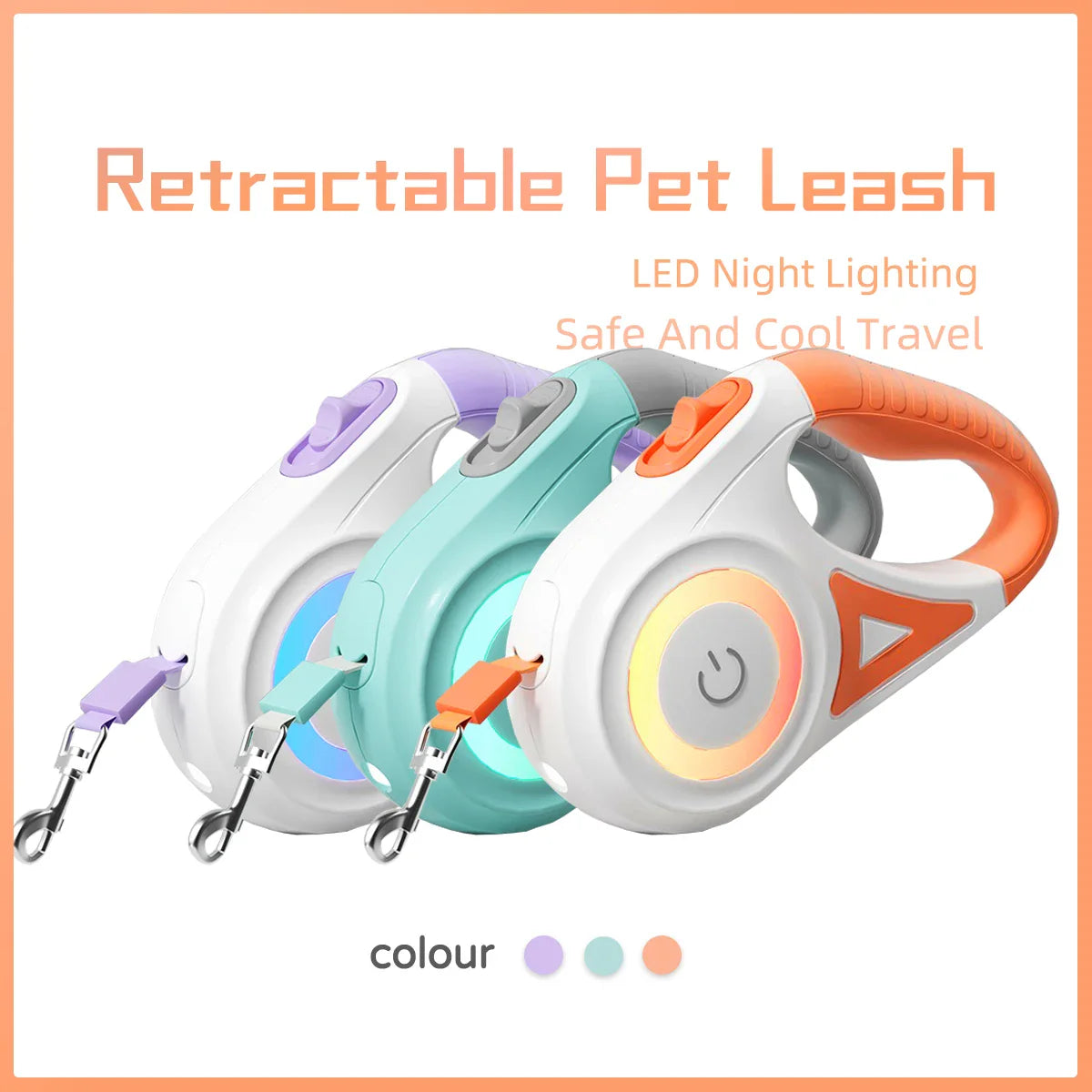 LED Hondenlijn LumiLeash FlexiLight | Uittrekbare lijn met verlichting | 3 m & 5 m lengte | Voor honden & katten tot 35 kg