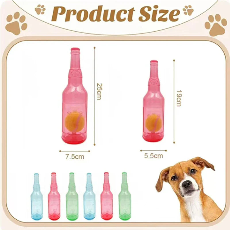 Hondenspeeltje BounceBottle | Piept & Stuitert | TPR-Rubber met Tennisbal-Design | Voor Kleine tot Grote Honden