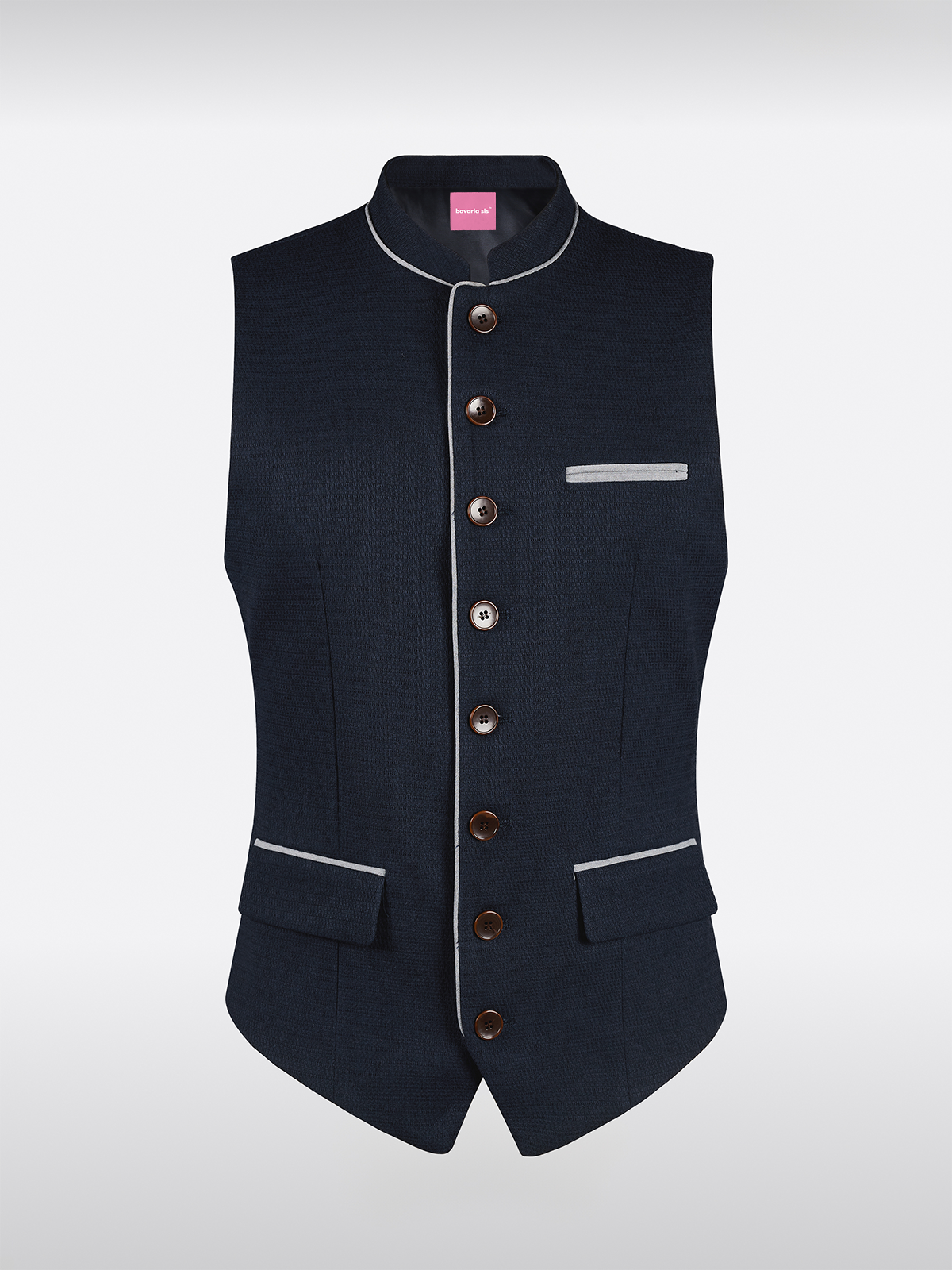 Blauw Hoge Kraag Vest