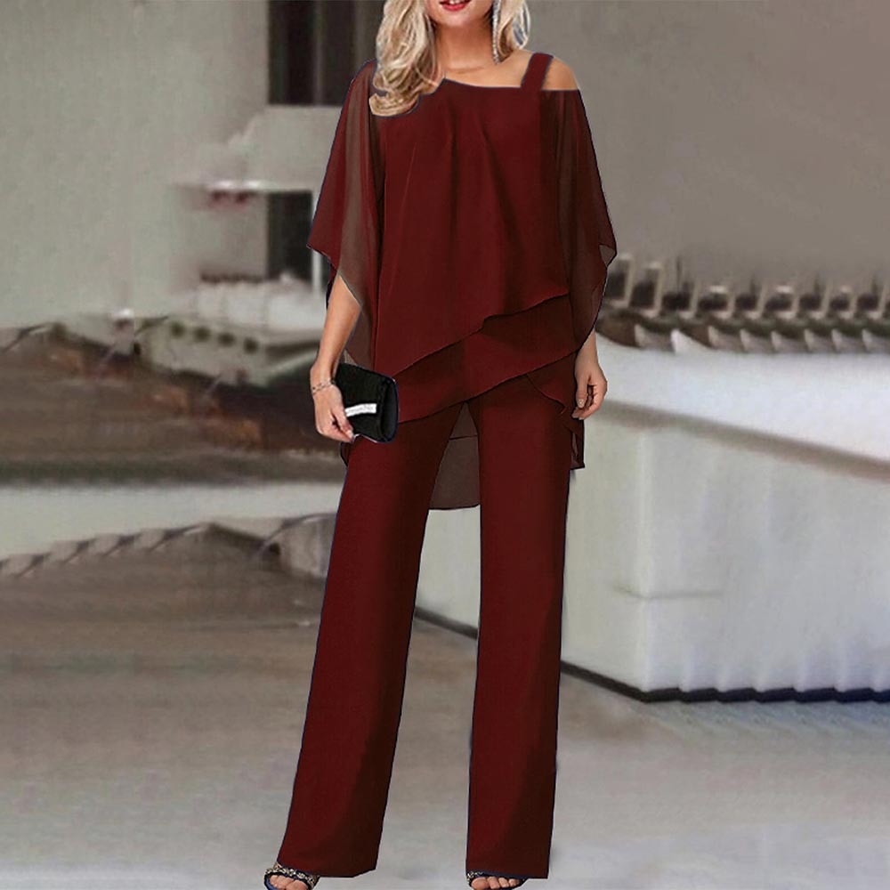 Elegante Dames Jumpsuit – Cold-Shoulder Overall met Lange Pijpen