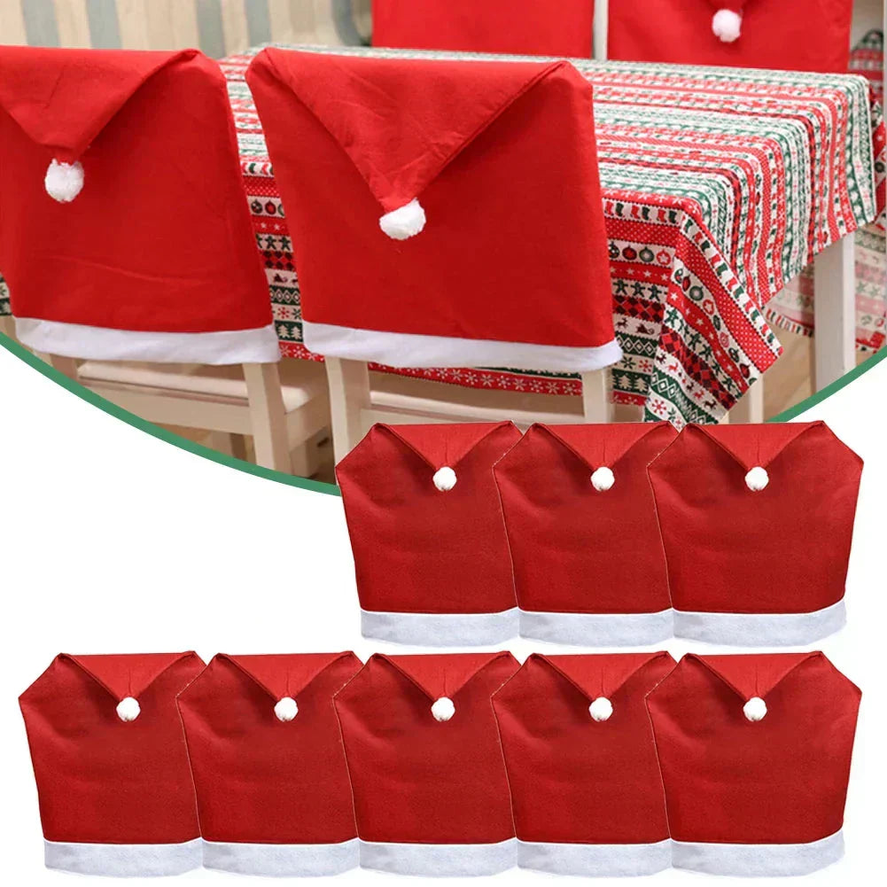 SantaSeat Kerst Stoelhoezen – Set van decoratieve stoelhoezen met kerstman-design