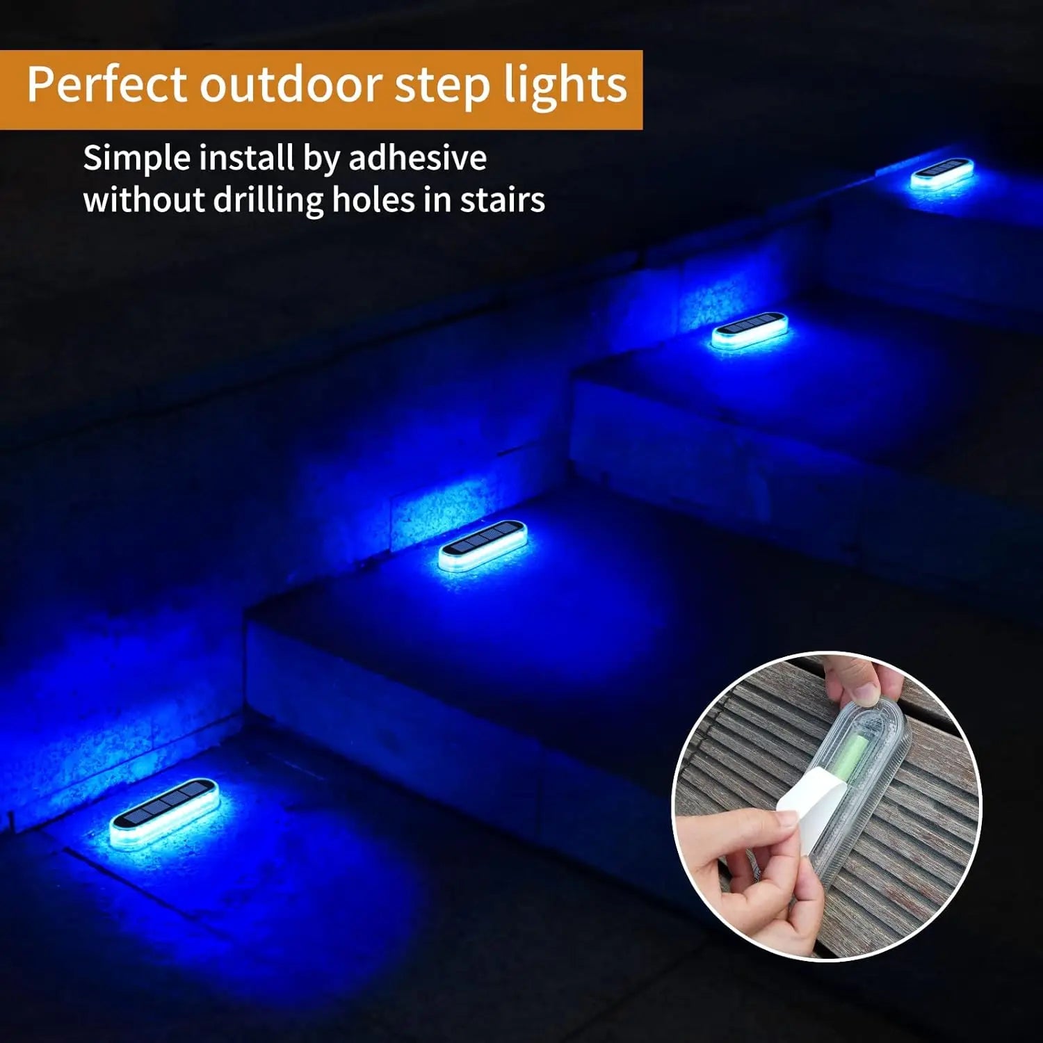 LumaGlow Solar Traplicht | IP68 Waterdicht met 30 LEDs in Warm-/Koudwit/Blauw voor Terras en Buiten