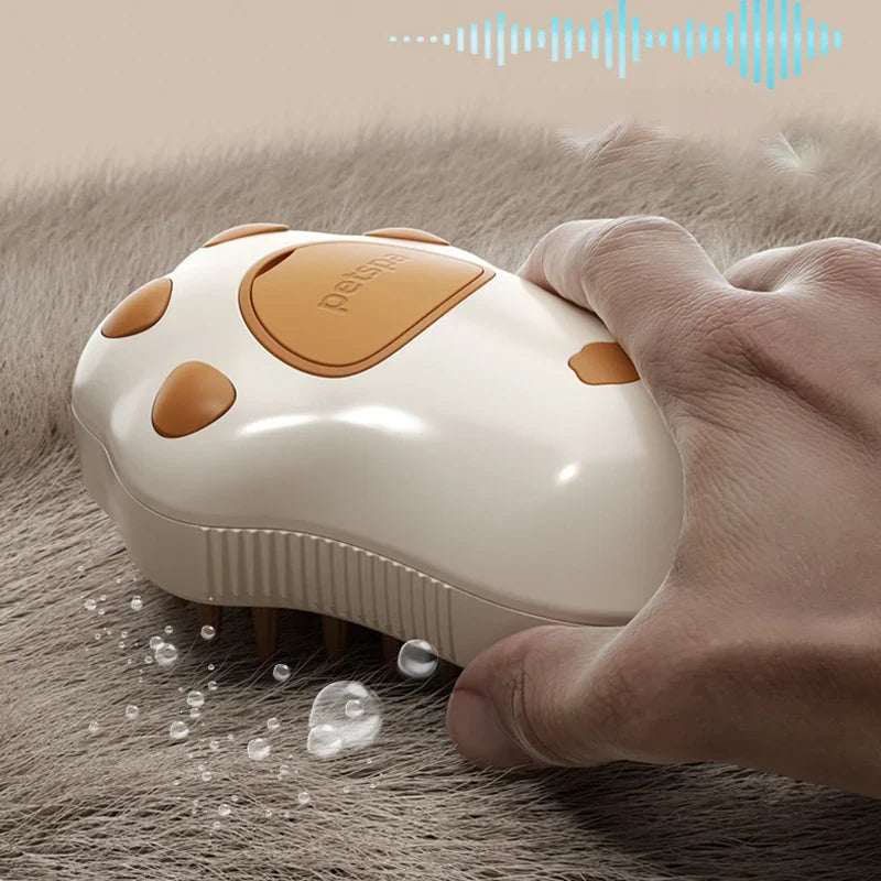 Kattenborstel GroomiSoft 3in1 | Massage-, Bad- & Verzorgingskam | Zachte Siliconen Borstels | In Roze of Bruin