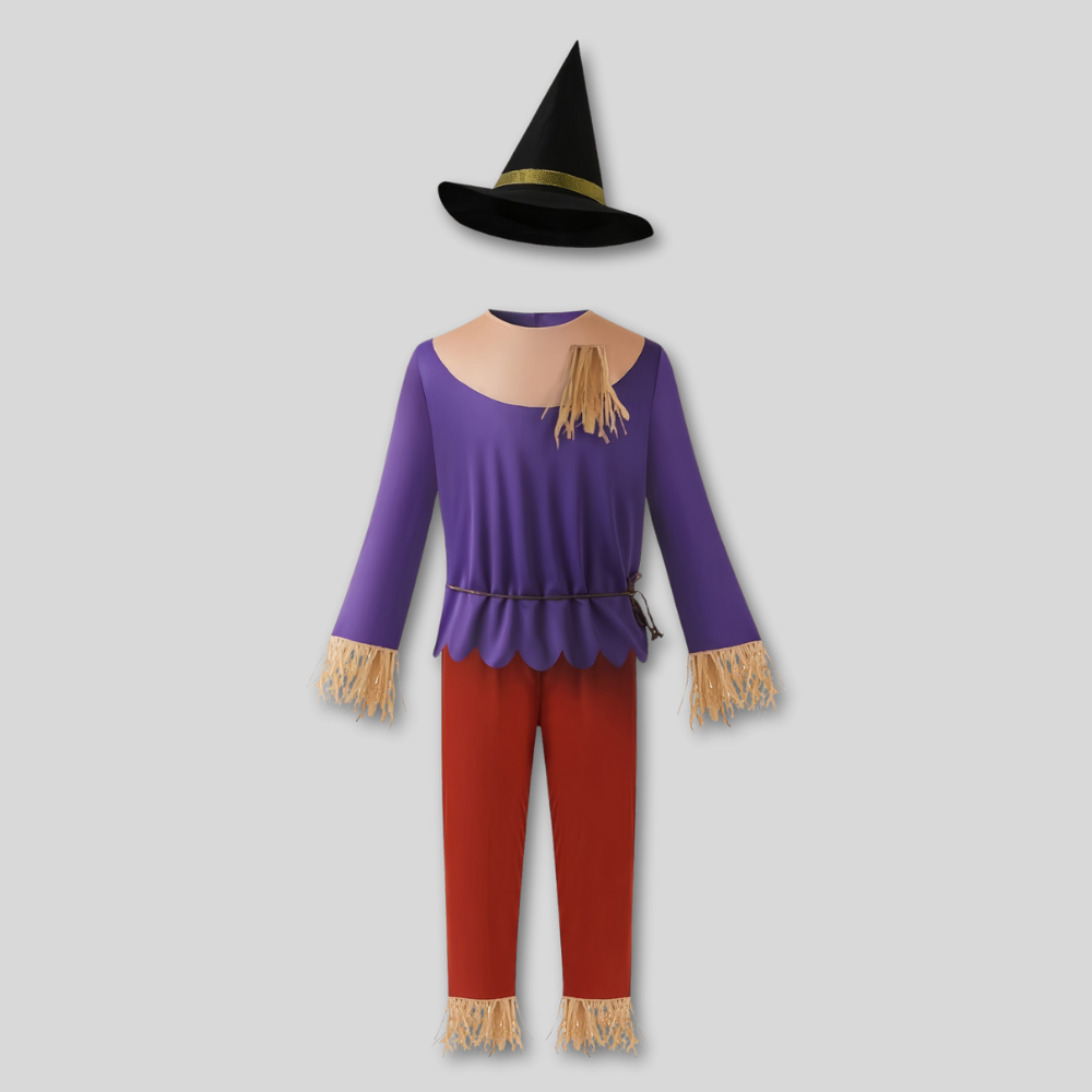 Halloween Kostuum Vogelverschrikker Jongens Paarse Top Broek