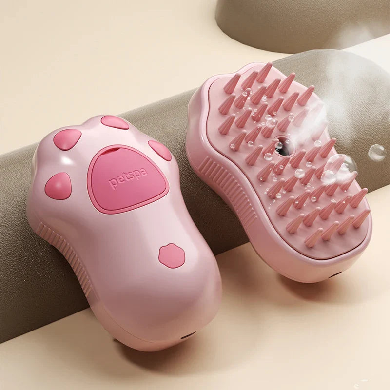 Kattenborstel GroomiSoft 3in1 | Massage-, Bad- & Verzorgingskam | Zachte Siliconen Borstels | In Roze of Bruin